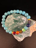 Chakra Healing Bracelet – Turquoise Howlite Energy Beads with Chakra Stones (Small to Medium Wrists)