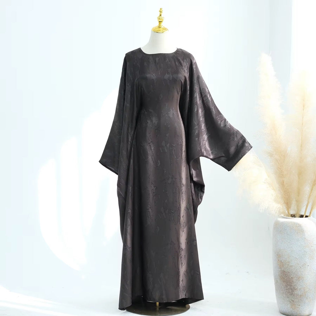 Print satin kaftan abaya