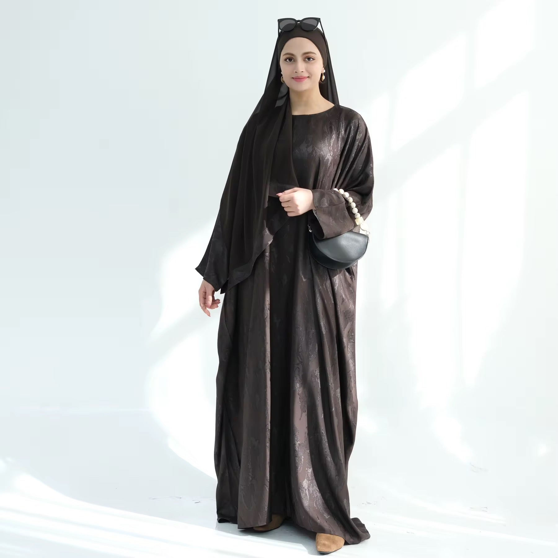 Print satin kaftan abaya