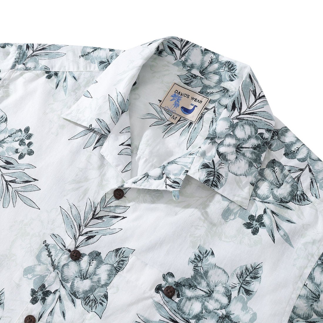1920s Vintage Hibiscus and Palm Leaf Print Camp Aloha Shirt