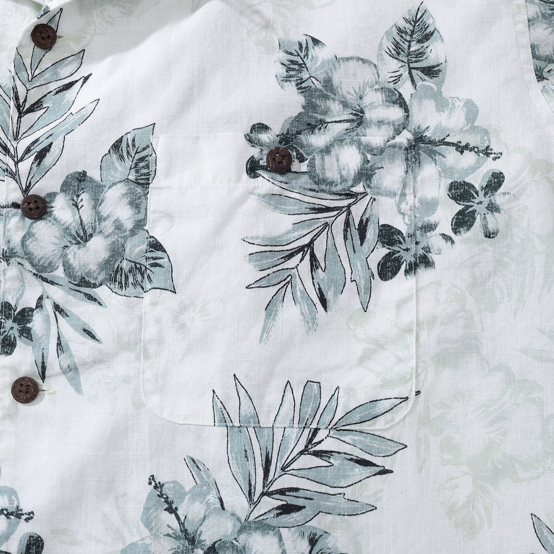 1920s Vintage Hibiscus and Palm Leaf Print Camp Aloha Shirt