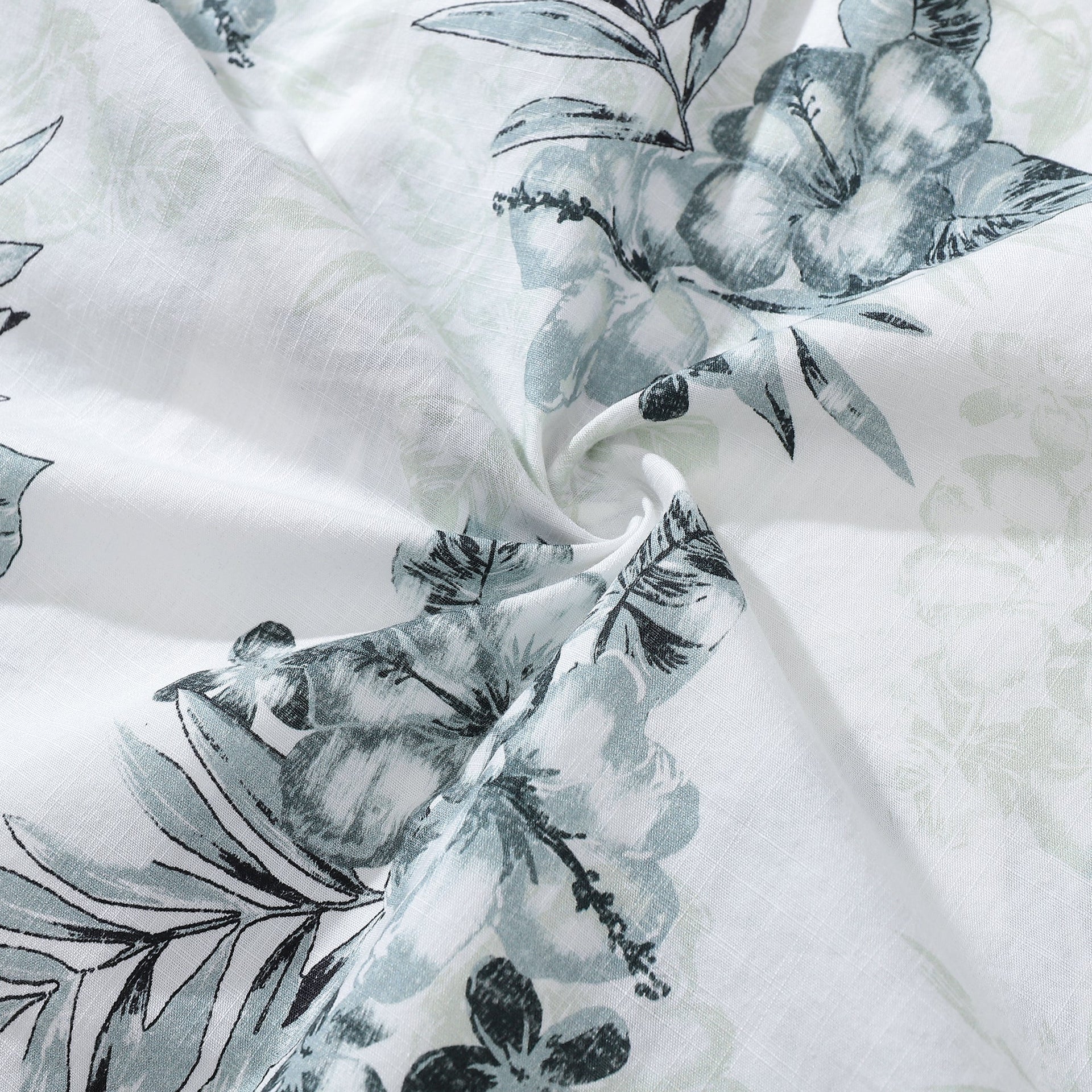 1920s Vintage Hibiscus and Palm Leaf Print Camp Aloha Shirt