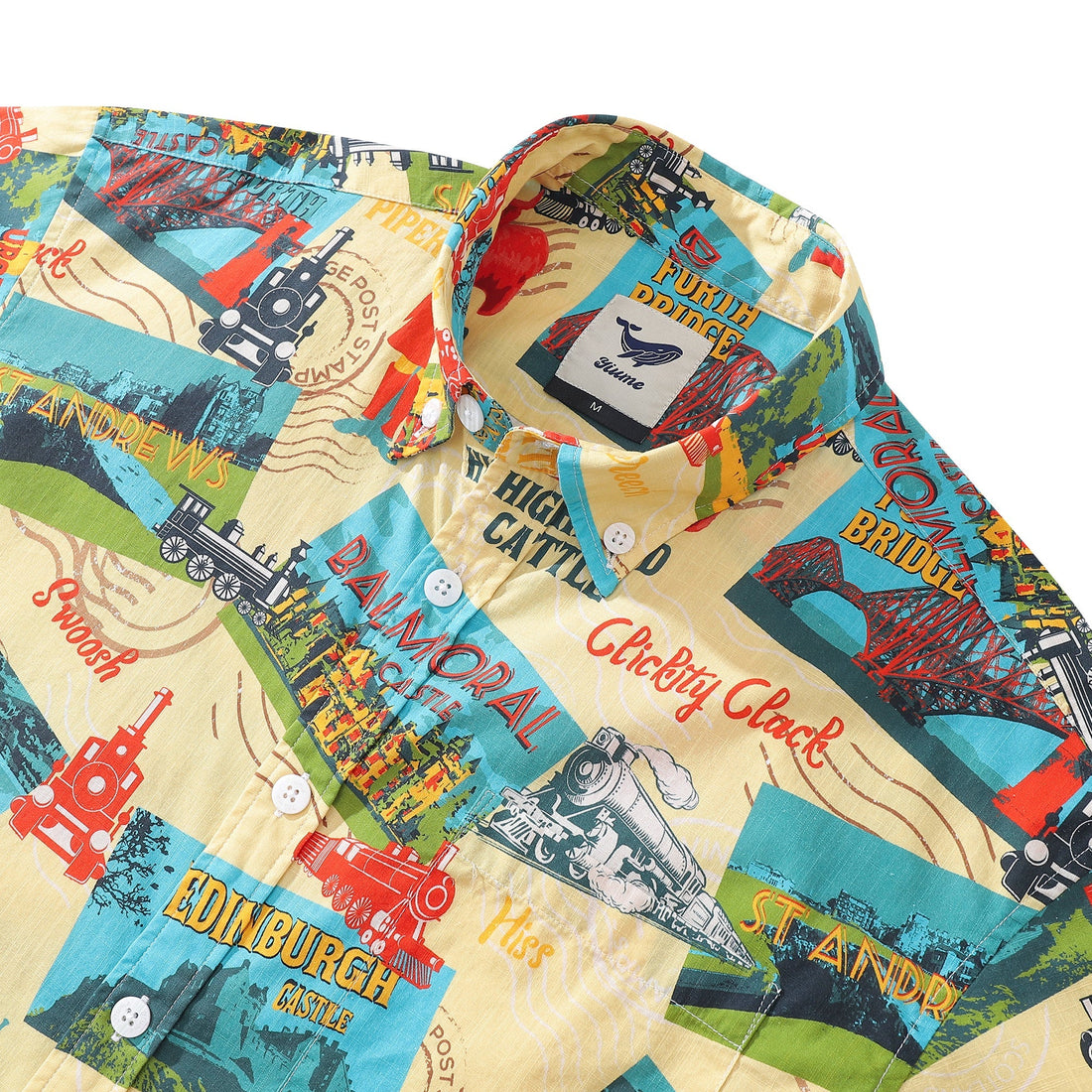 Vintage Scottish Heritage Railway Print Men's Short Sleeve Shirt