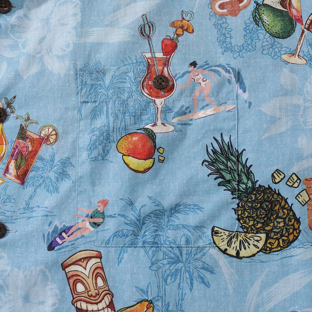 Men's Tropical Hawaiian Shirt Tiki Art Cocktail Party Print