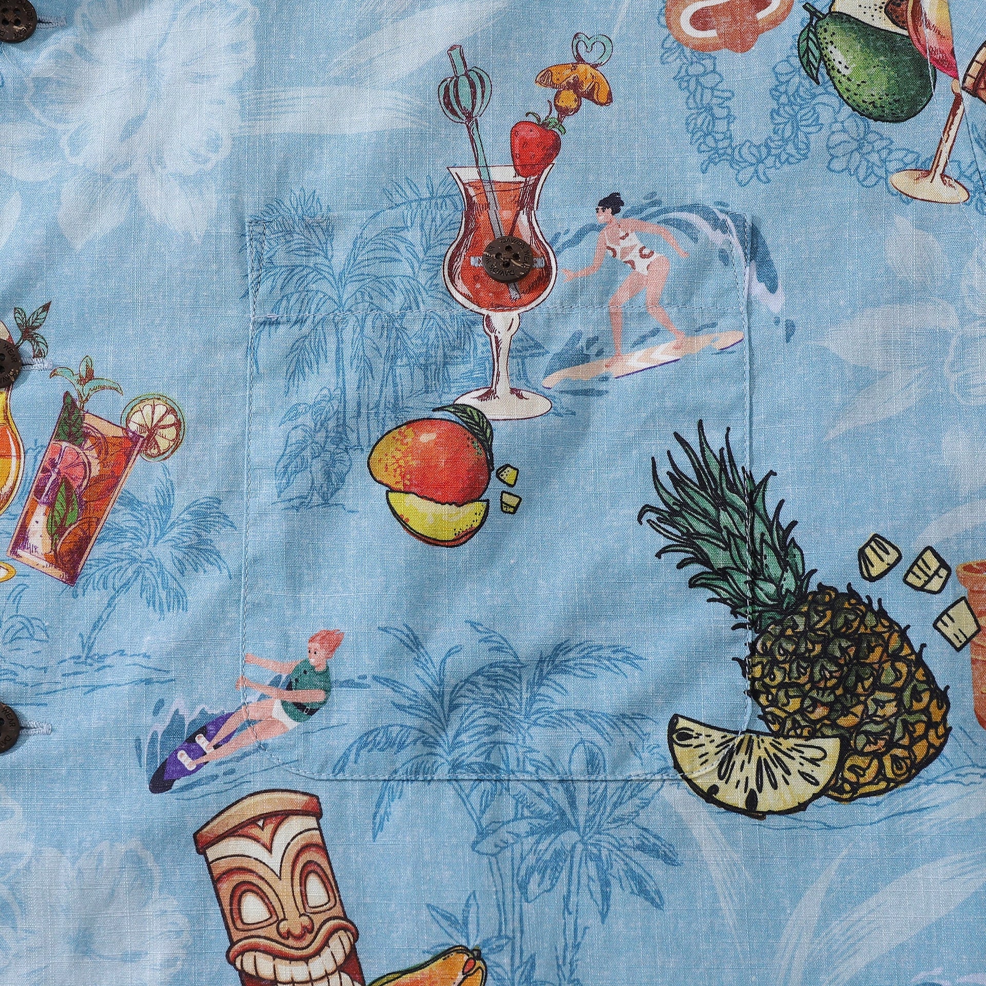 Men's Tropical Hawaiian Shirt Tiki Art Cocktail Party Print