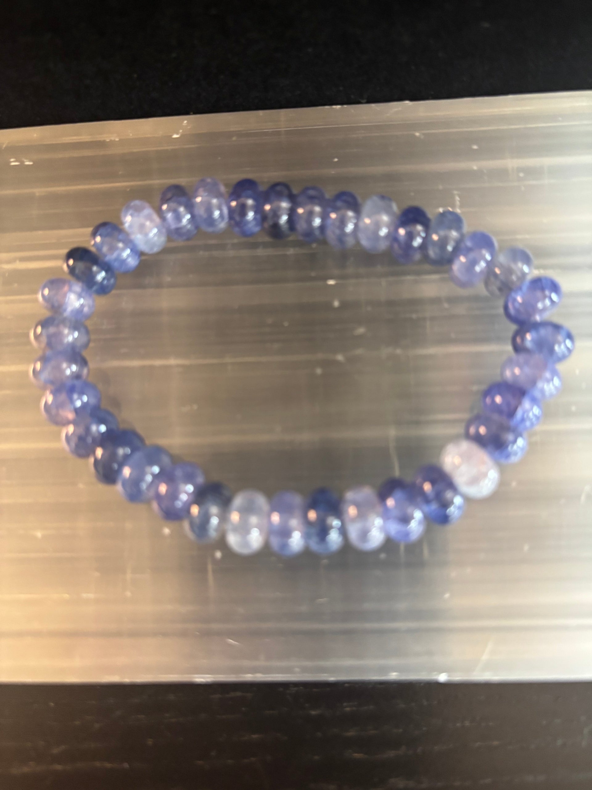 Blue Agate Intuition & Serenity Bracelet – Faceted Rondelle Beads (Medium Wrists)