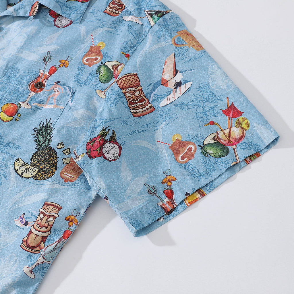 Men's Tropical Hawaiian Shirt Tiki Art Cocktail Party Print