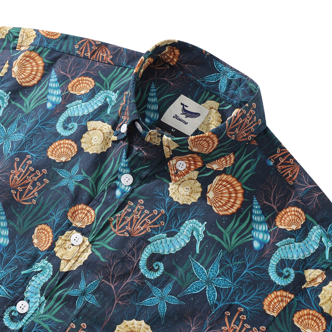 Wonders of the Sea Print Hawaiian Shirt Cotton Button-down