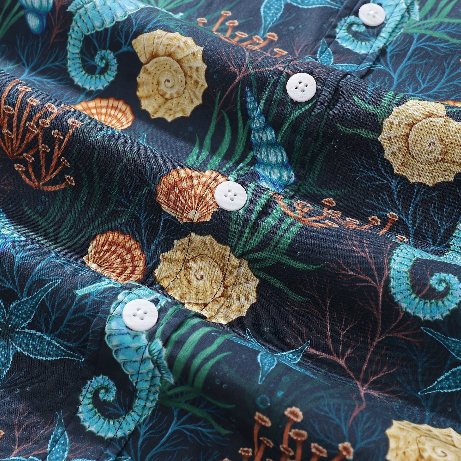 Wonders of the Sea Print Hawaiian Shirt Cotton Button-down