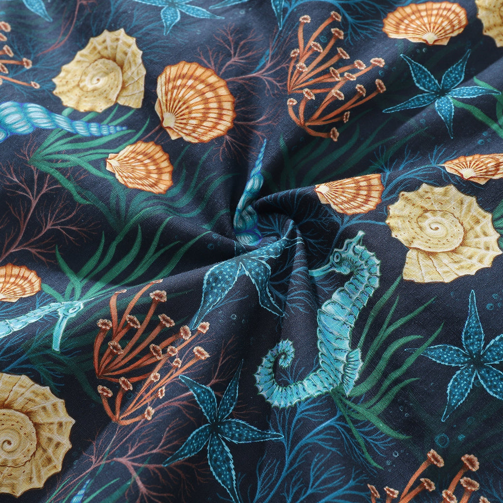 Wonders of the Sea Print Hawaiian Shirt Cotton Button-down