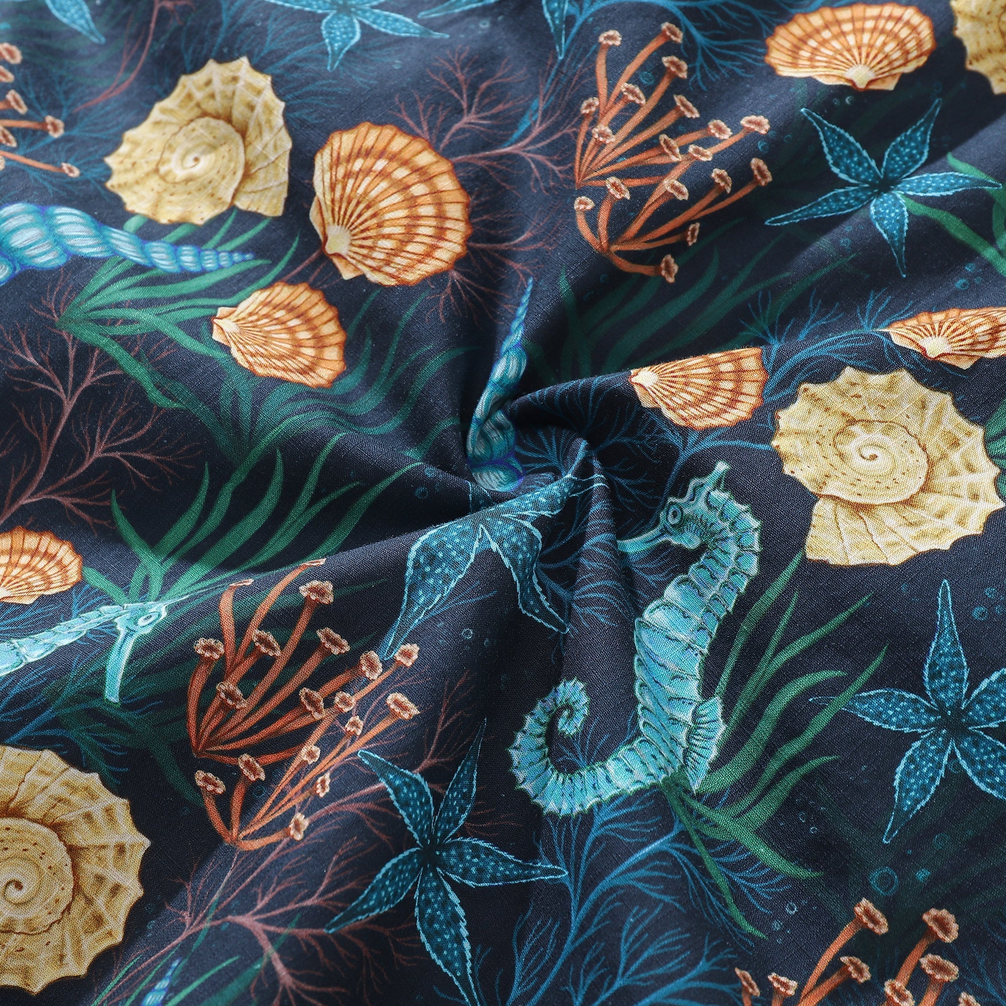 Wonders of the Sea Print Hawaiian Shirt Cotton Button-down