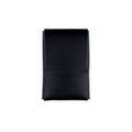 Black leather Mini Franklin minimalist wallet shown from the front.