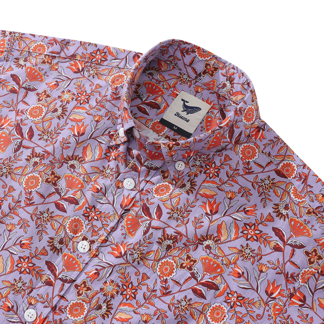 Purple & Orange Floral Print Hawaiian Shirt