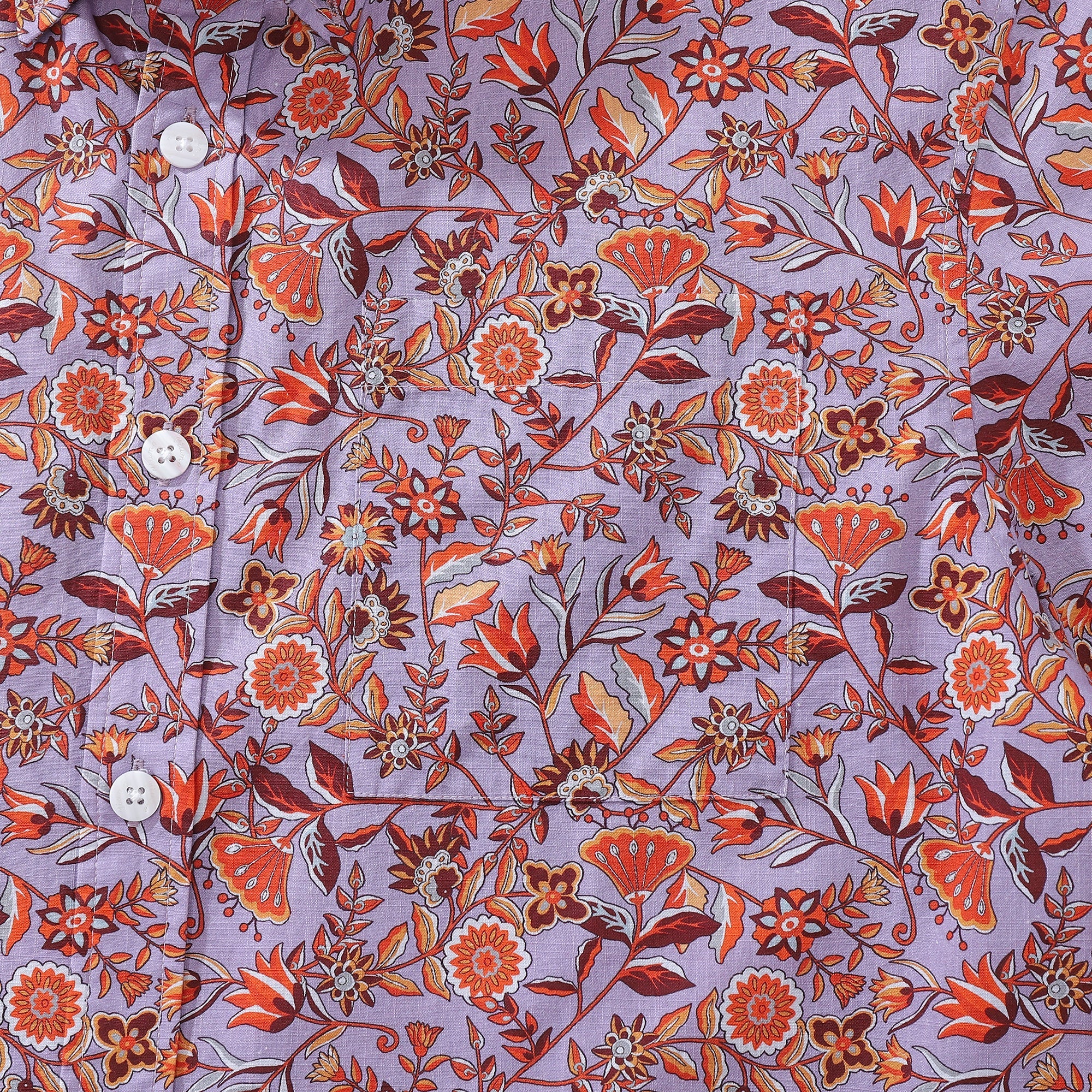 Purple & Orange Floral Print Hawaiian Shirt