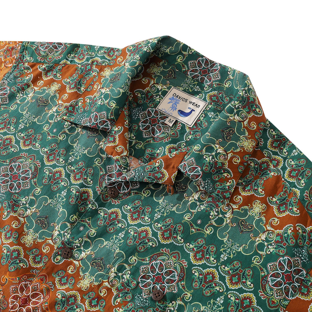 Men's Vintage Paisley Print Hawaiian Shirt in Cotton