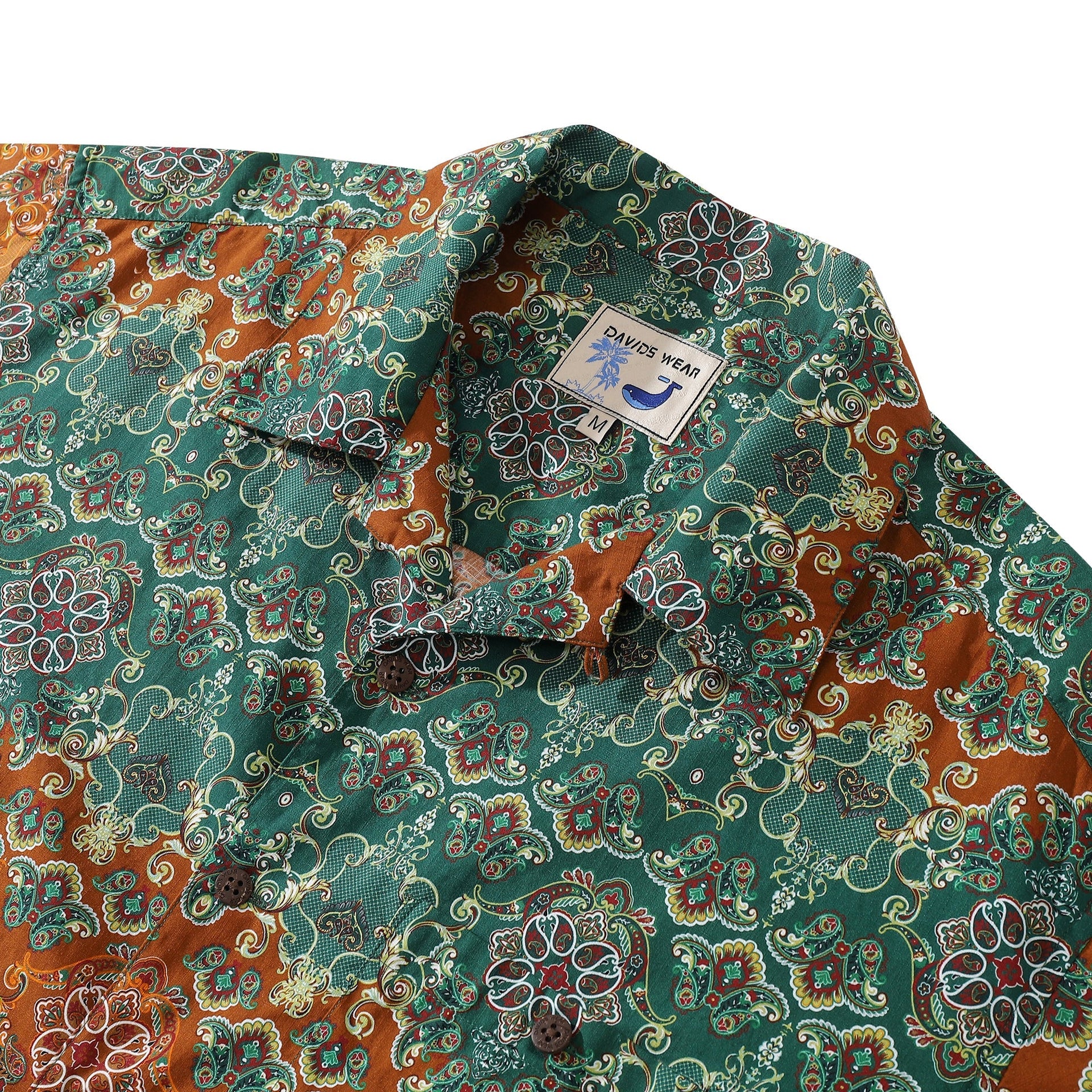 Men's Vintage Paisley Print Hawaiian Shirt in Cotton