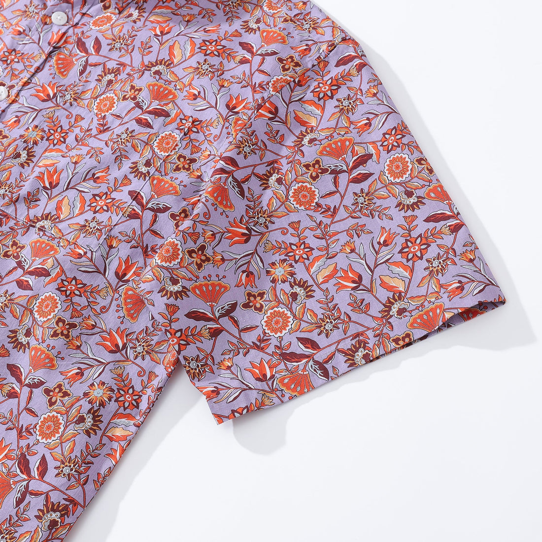 Purple & Orange Floral Print Hawaiian Shirt