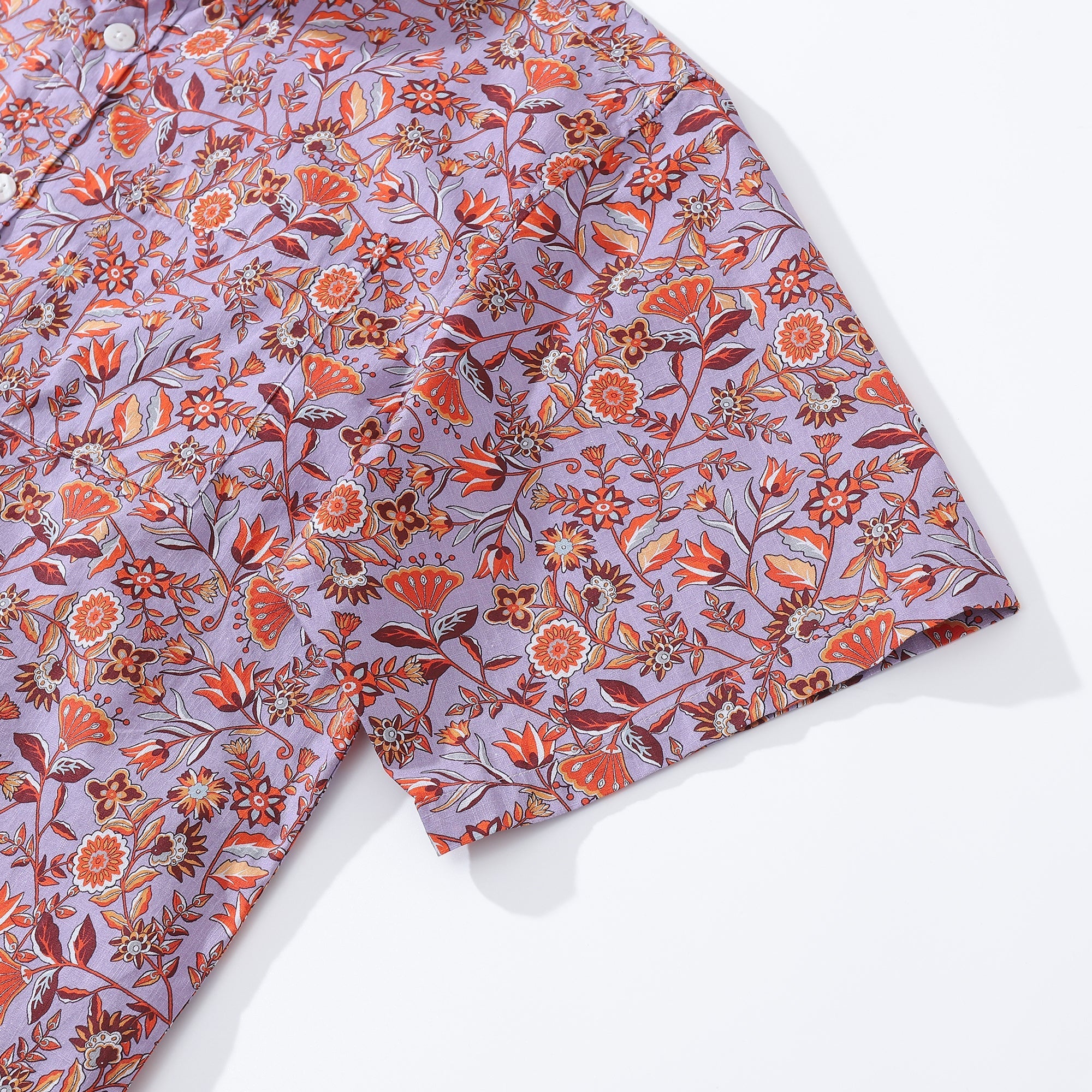 Purple & Orange Floral Print Hawaiian Shirt