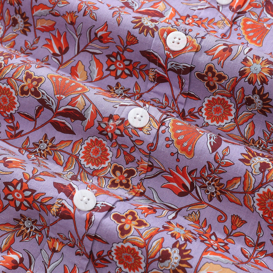 Purple & Orange Floral Print Hawaiian Shirt
