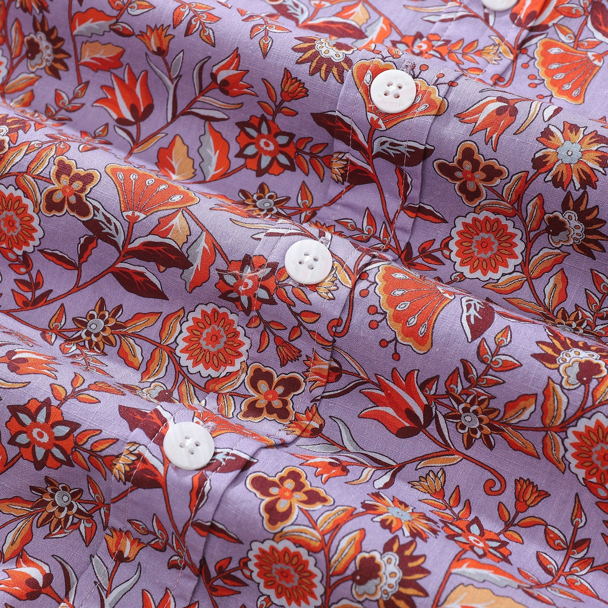 Purple & Orange Floral Print Hawaiian Shirt