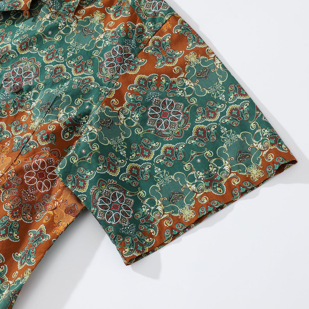Men's Vintage Paisley Print Hawaiian Shirt in Cotton