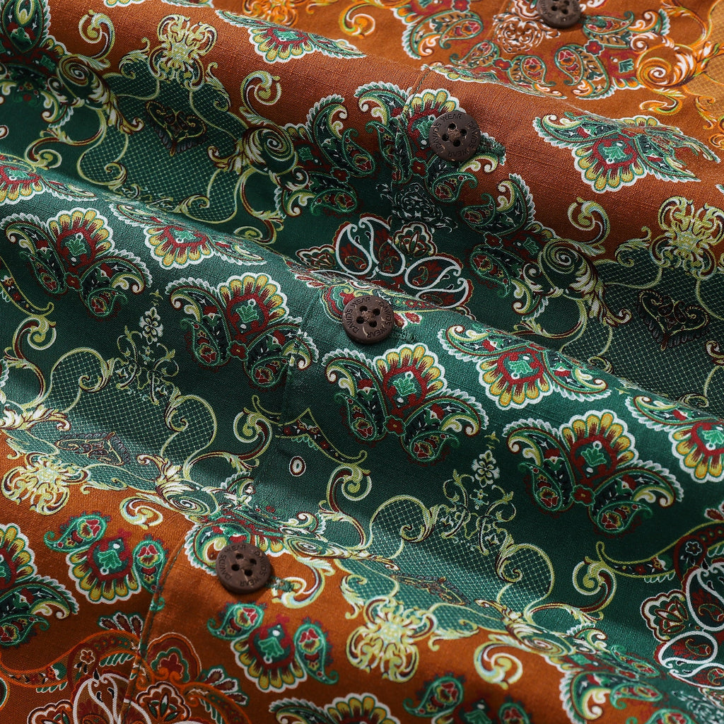 Men's Vintage Paisley Print Hawaiian Shirt in Cotton