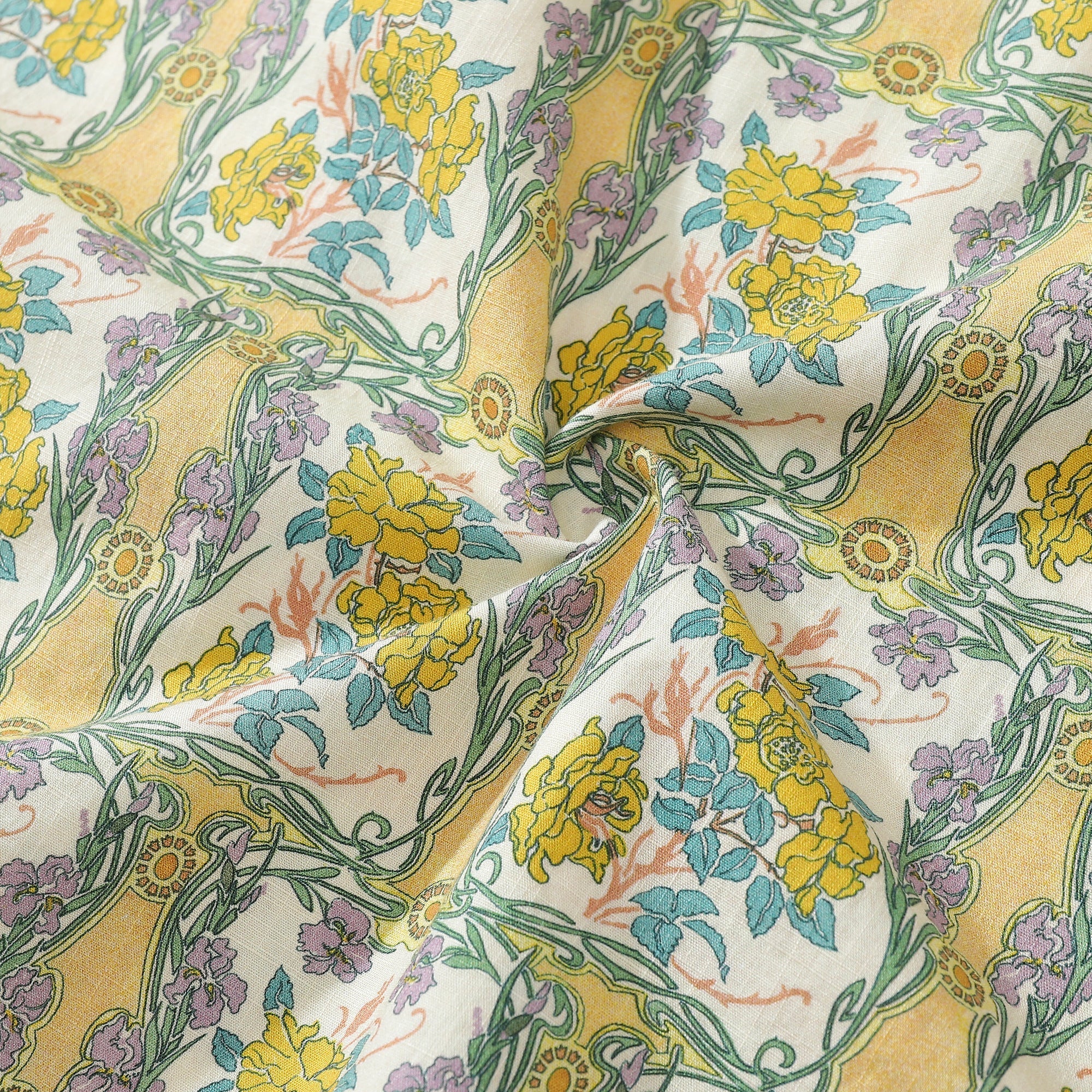 Men's Retro Rose Iris Print Cotton Hawaiian Shirt Short Sleeve