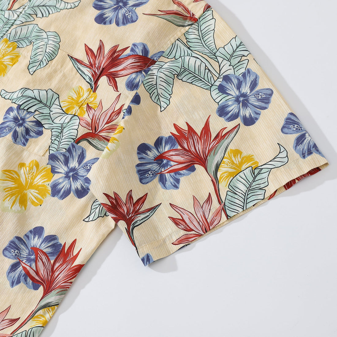 Vintage 1940s Hawaiian Shirt Bird of Paradise Cotton Floral Print
