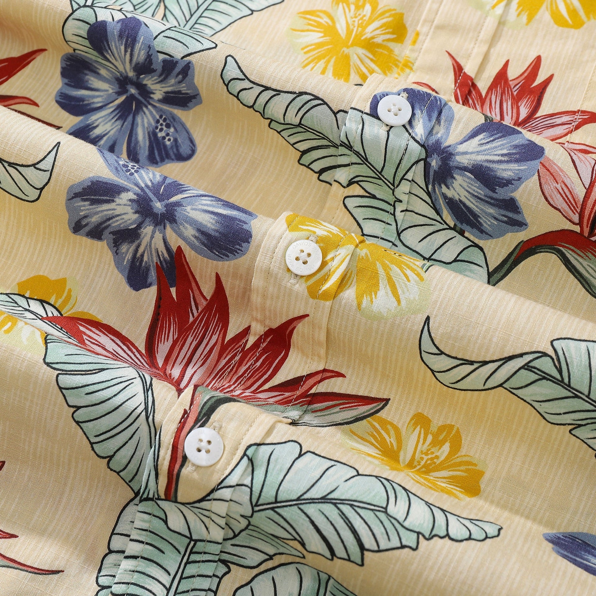 Vintage 1940s Hawaiian Shirt Bird of Paradise Cotton Floral Print