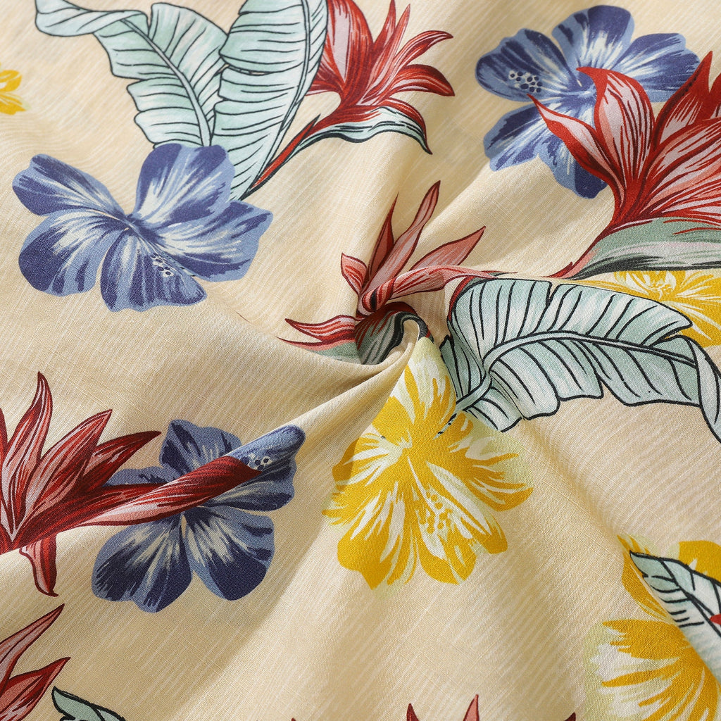 Vintage 1940s Hawaiian Shirt Bird of Paradise Cotton Floral Print