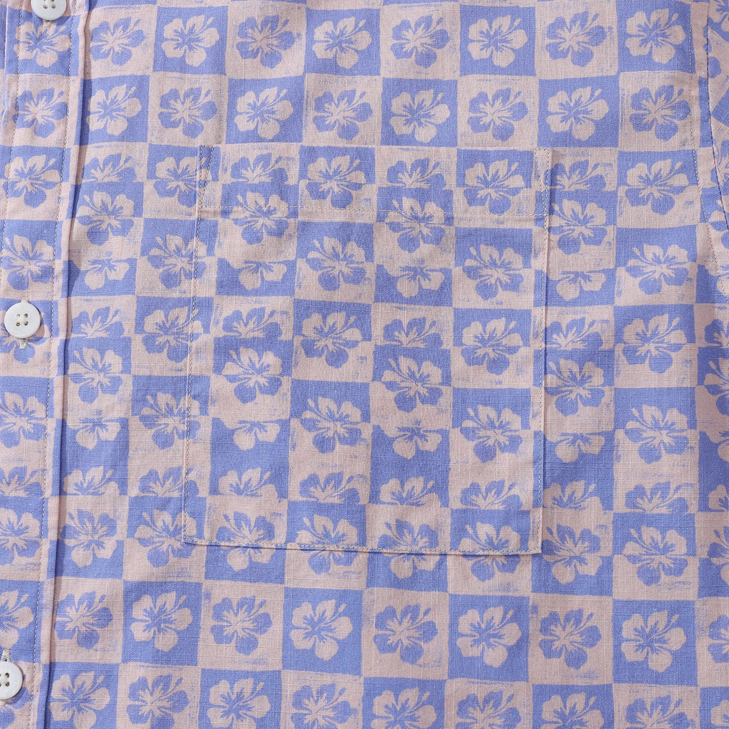 Men's Retro Hibiscus Print 100% Cotton Short Sleeve Hawaiian Shirt