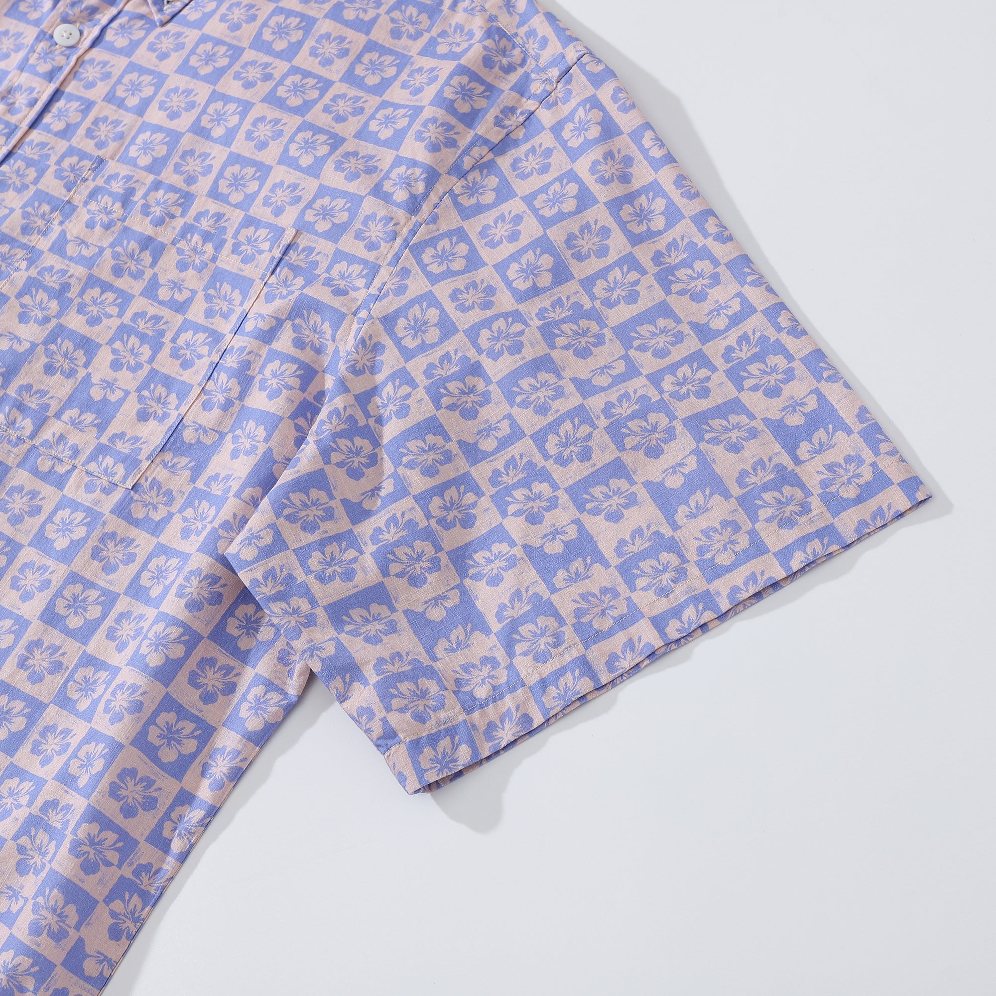 Men's Retro Hibiscus Print 100% Cotton Short Sleeve Hawaiian Shirt