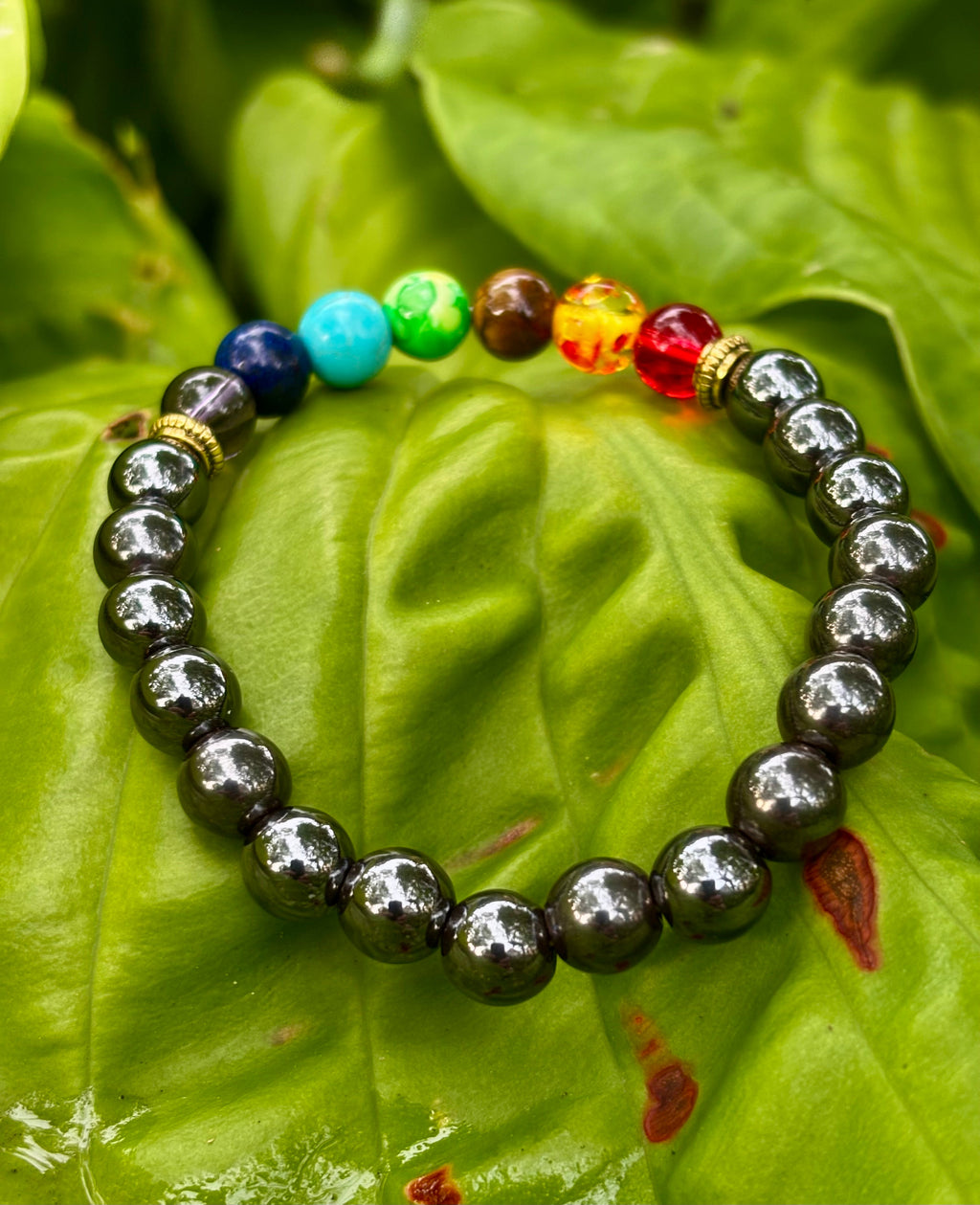 Chakra Healing Reiki-Infused Bracelet with Hematite - Grounding, Protection & Balance