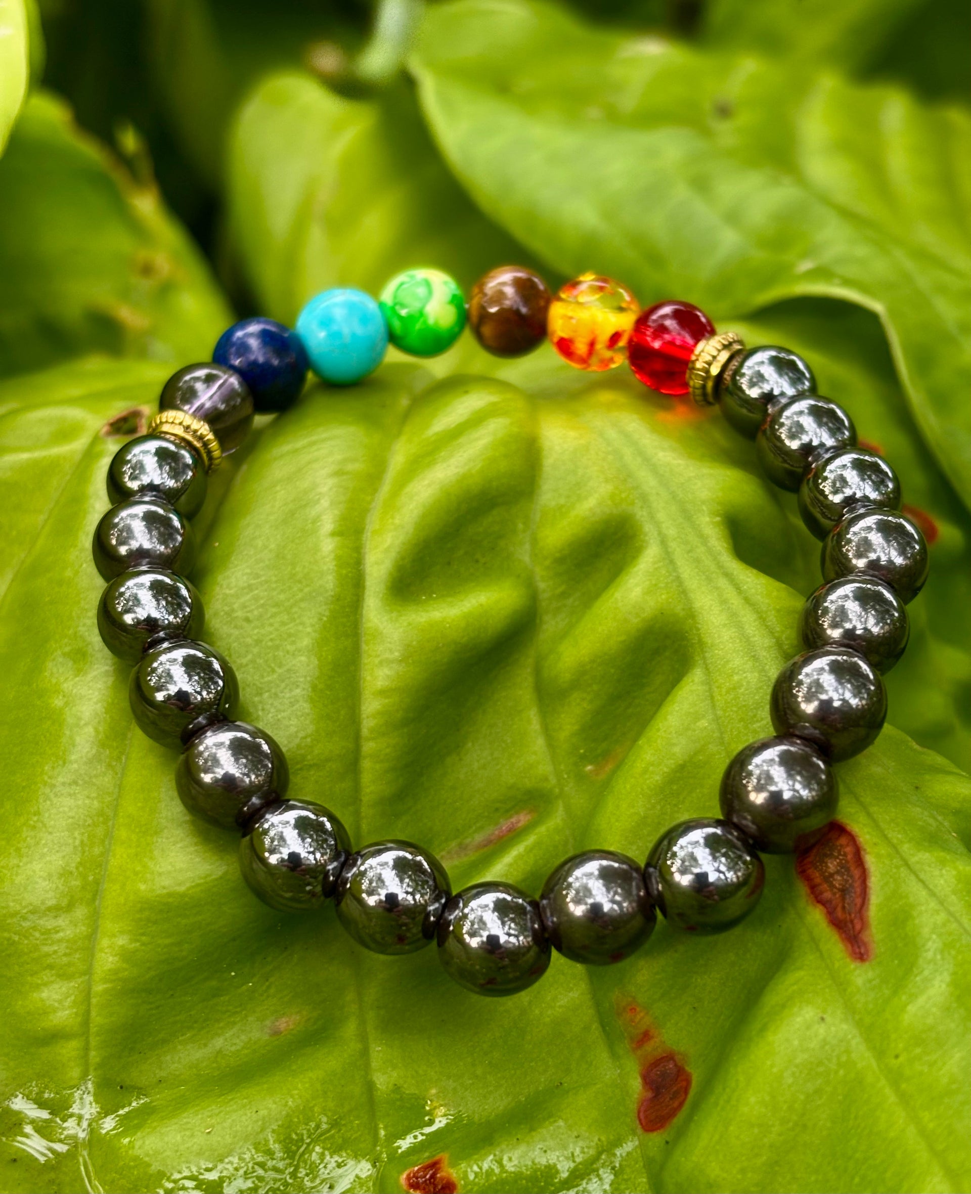 Chakra Healing Reiki-Infused Bracelet with Hematite - Grounding, Protection & Balance