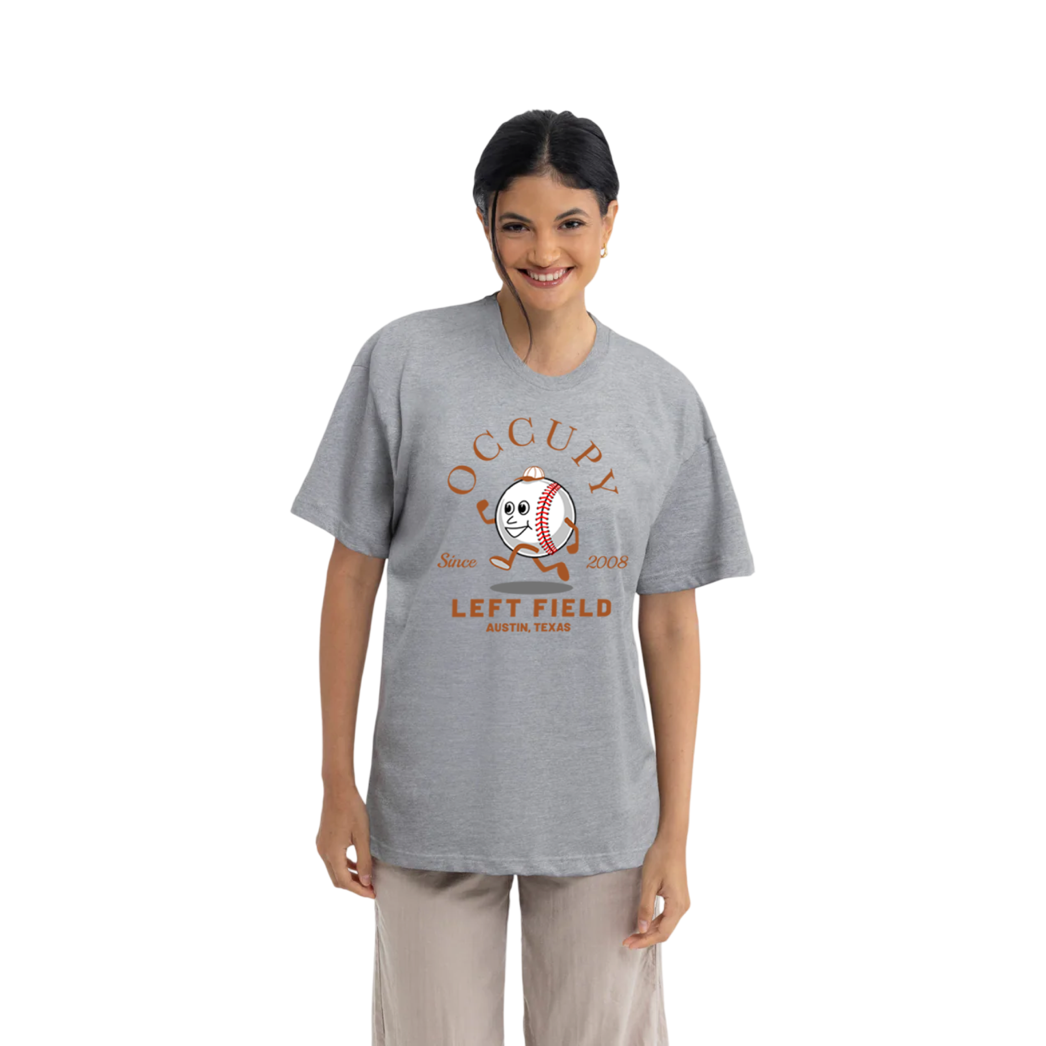 Men's Grey and Brown Baseball Shirt – Austin Texas Edition