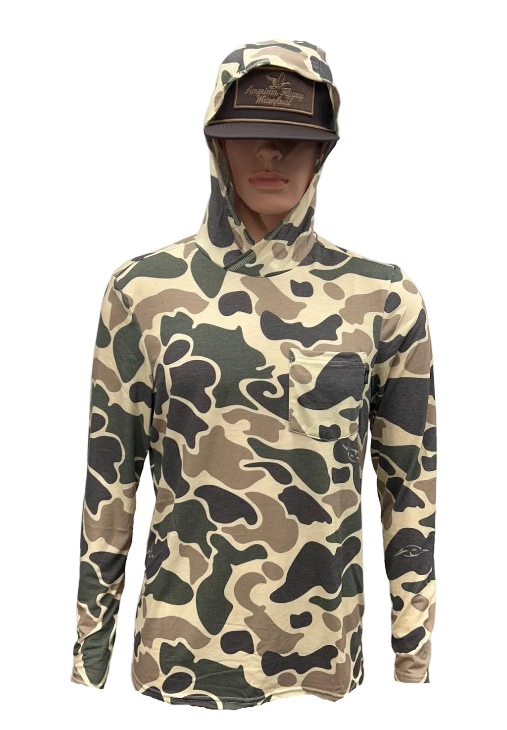 Vintage Camo Hoodie - Green & Brown Long Sleeve