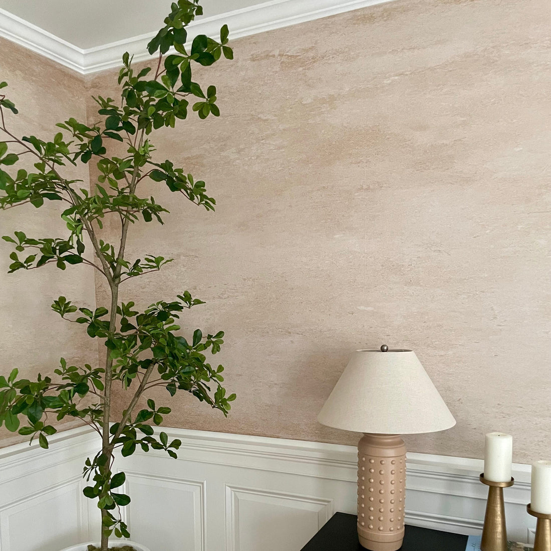 Edward minimalist wallpaper in sand and beige tones for a modern organic aesthetic.
