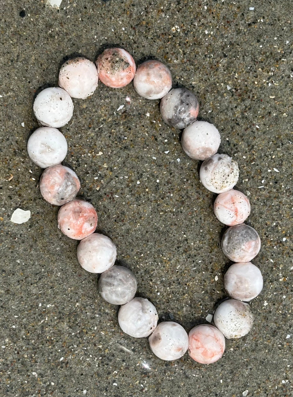 Pink Zebra Jasper Beaded Beach Vibes Bracelet – Natural Stone for Calm, Confidence, and Happiness