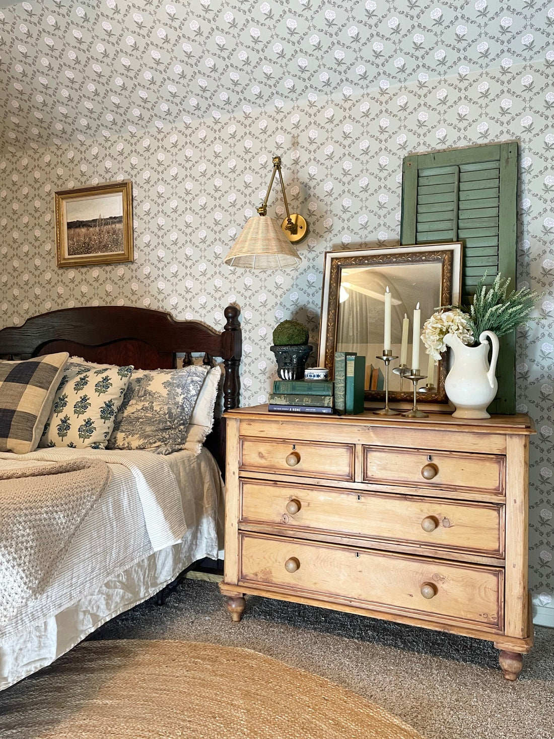 Elise Floral Removable Wallpaper - Navy, Sage & Dusty Pink