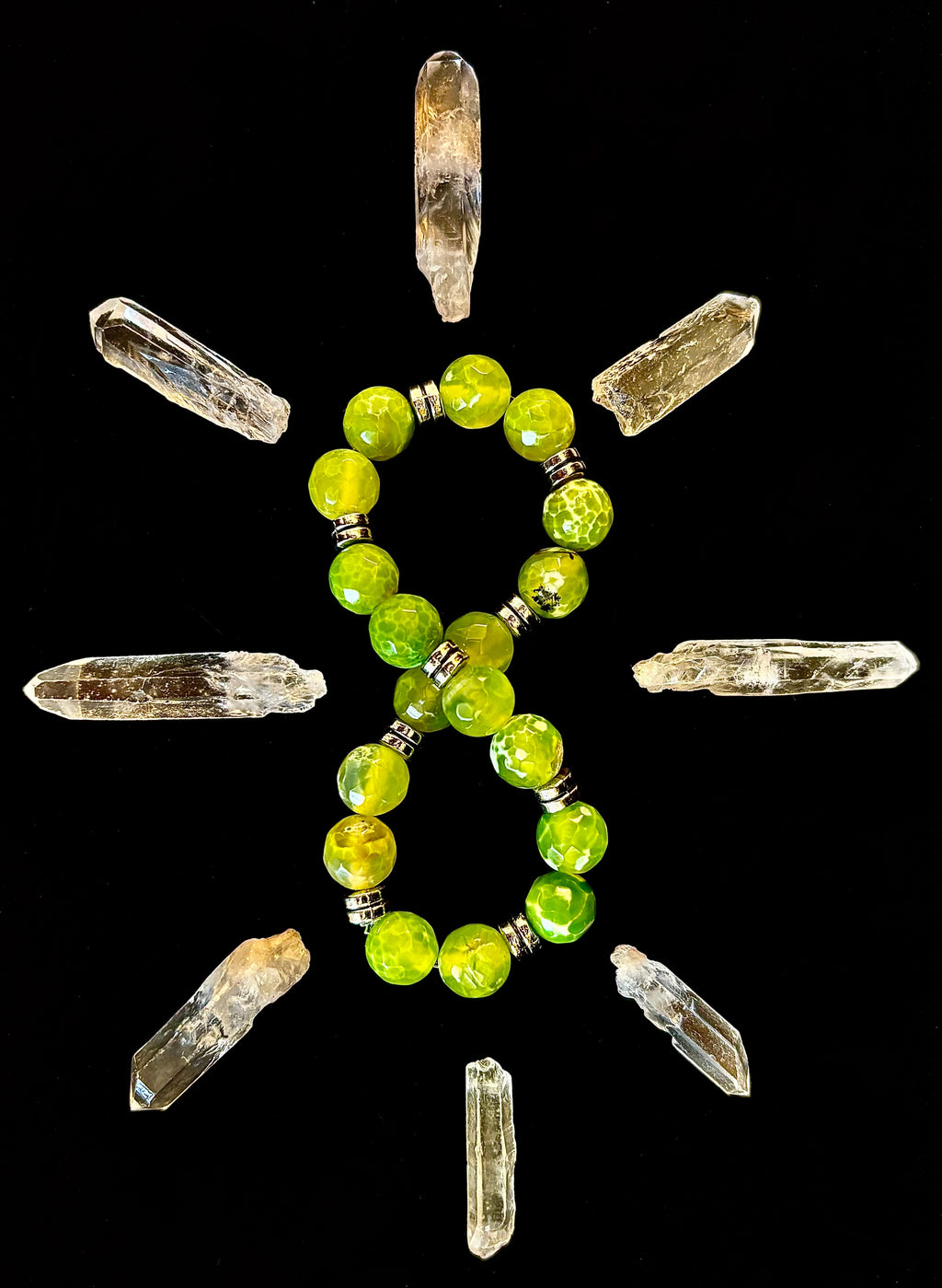 Lime Green Agate Bracelet Large XL Wrists 8-8.5"