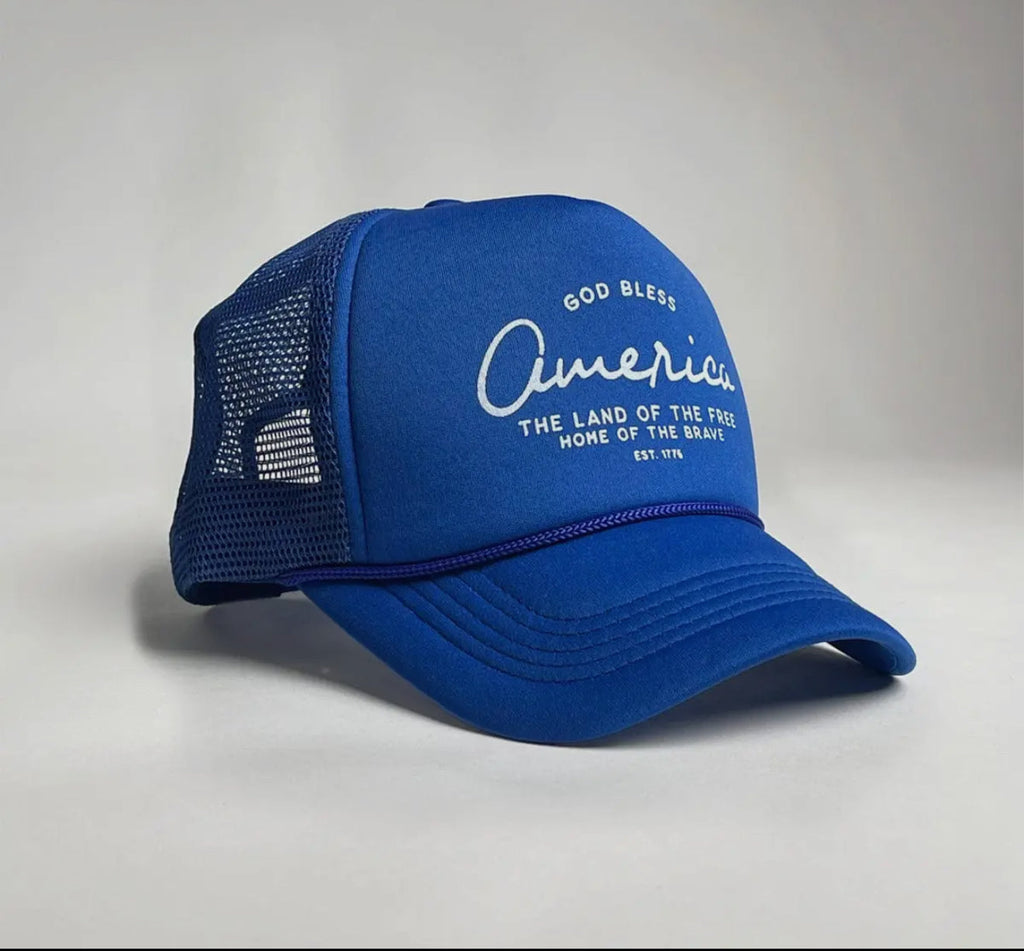 God Bless America Trucker Hat - Adjustable Snapback Streetwear Cap