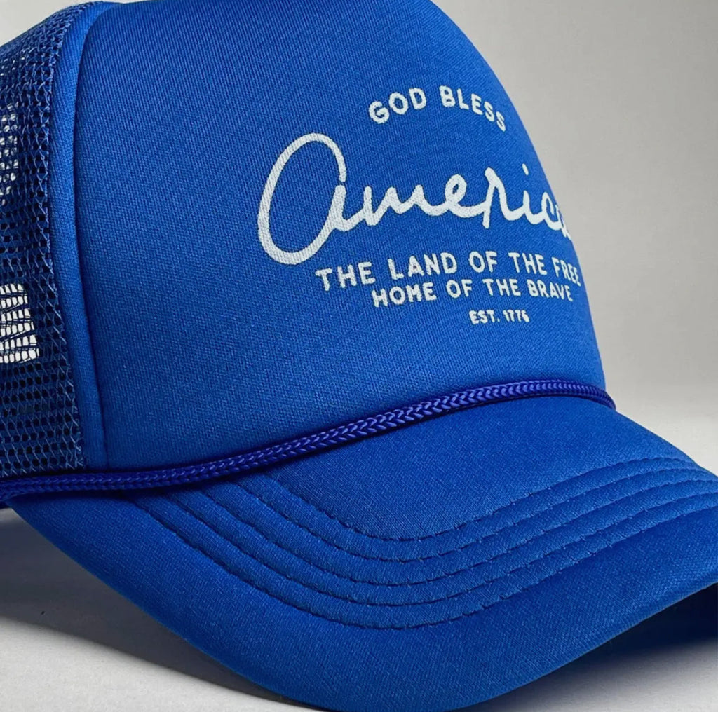 God Bless America Trucker Hat - Adjustable Snapback Streetwear Cap