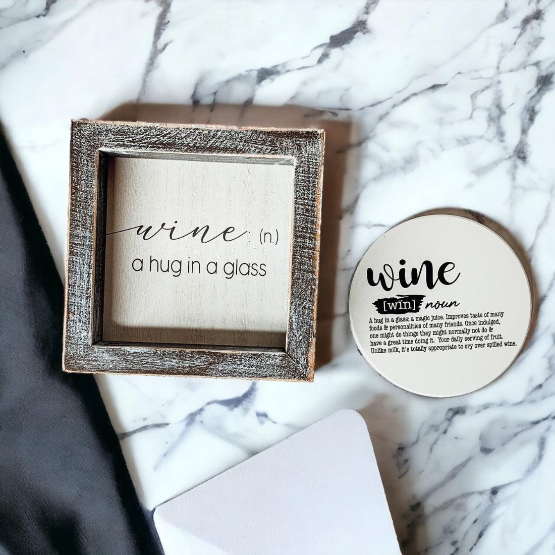 Wine A Hug in a Glass Rustic Wooden Wall Decor Sign - Image 16