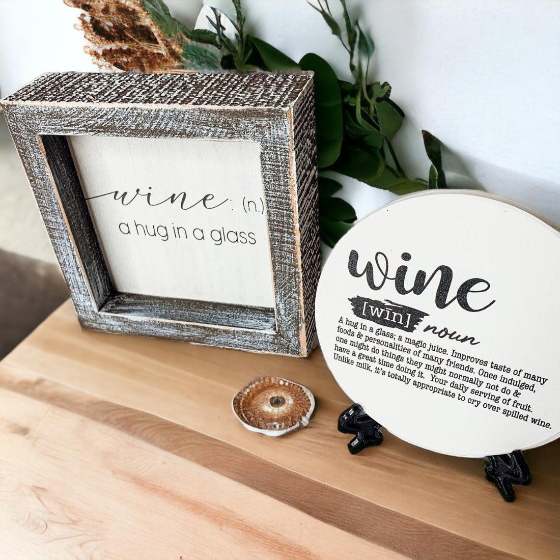 Wine A Hug in a Glass Rustic Wooden Wall Decor Sign - Image 4