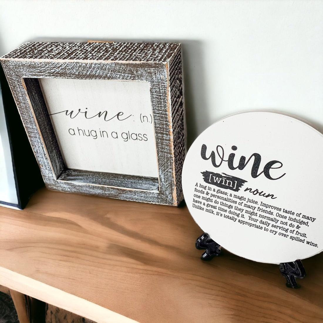 Wine A Hug in a Glass Rustic Wooden Wall Decor Sign - Image 13