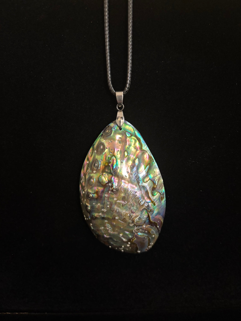 Natural Abalone Shell Copper Edged Pendant Necklace