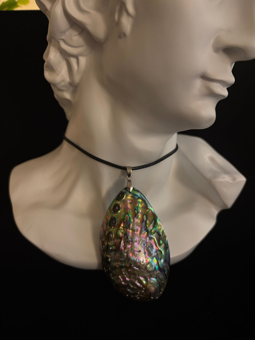 Natural Abalone Shell Copper Edged Pendant Necklace