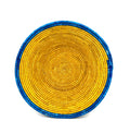 Peace Ugandan Basket: Geometric Mustard Yellow & Cobalt Blue