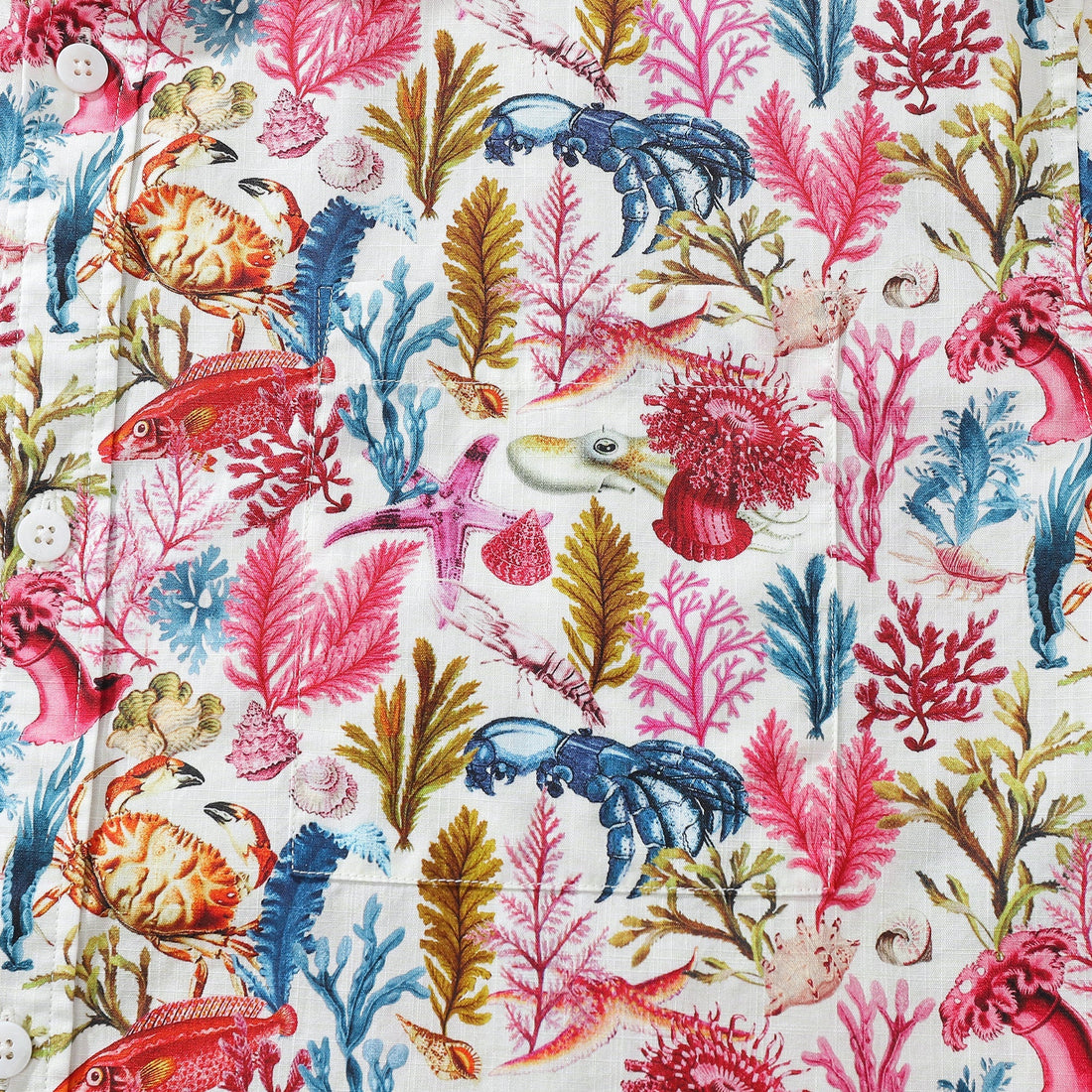 Men's Marine Life Print Hawaiian Shirt in Rose Pink Cotton