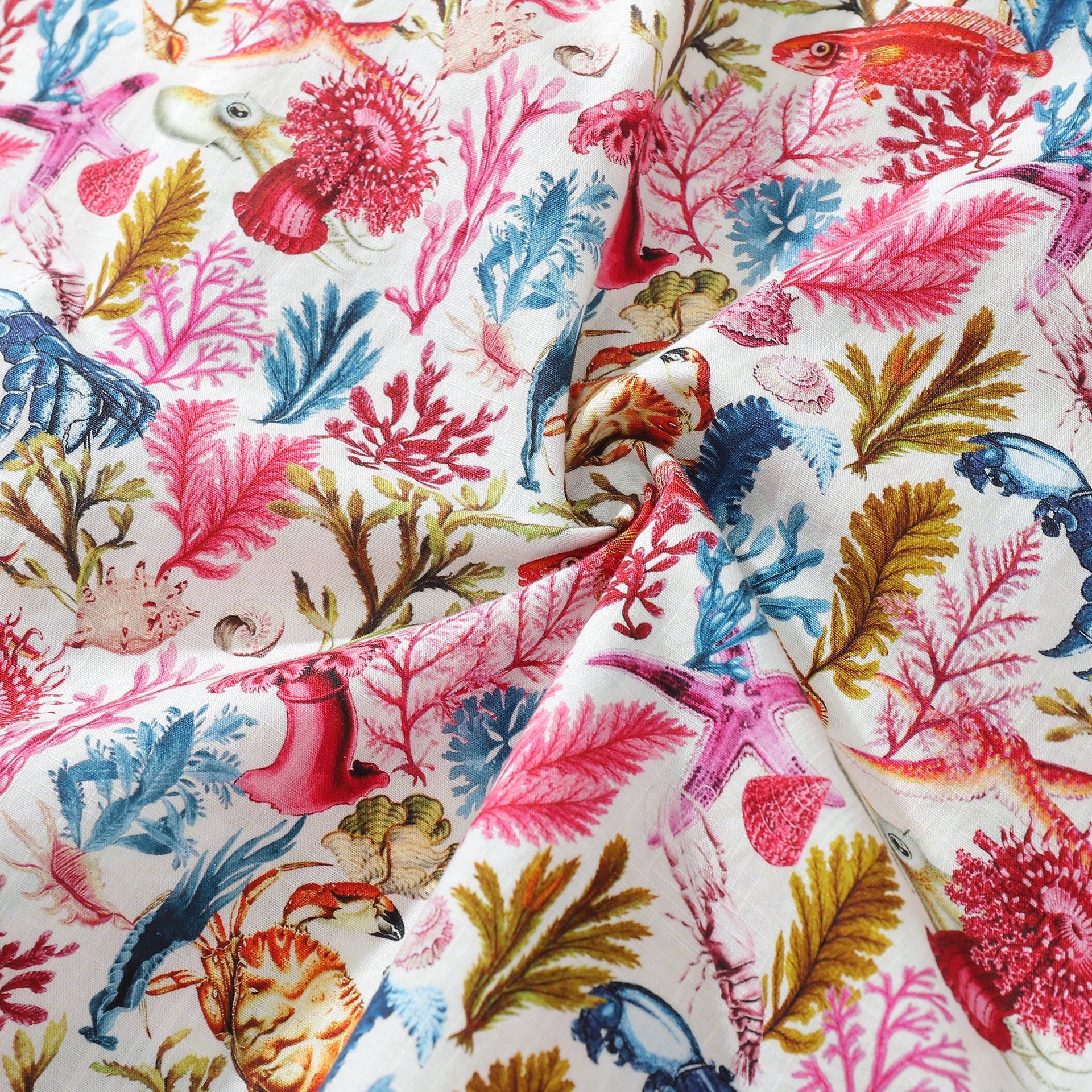 Men's Marine Life Print Hawaiian Shirt in Rose Pink Cotton